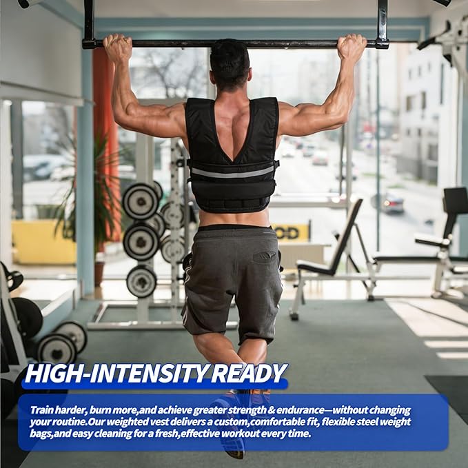 Adjustable Washable Weighted Vest for Women Men, Flexible Cushioning & 4-Layer Breathable Fabric, V-Neck for Walking, Running & Strength Training