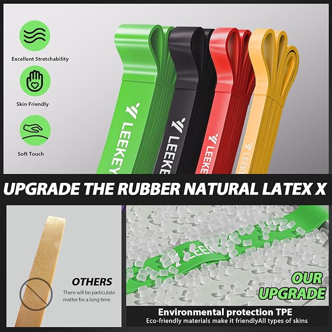 LEEKEY Resistance Bands, Exercise Bands with Bag, 5-85LB Home Strength Bands for Working Out, Travel, Gym Room, Physical Therapy - USA Original Patent