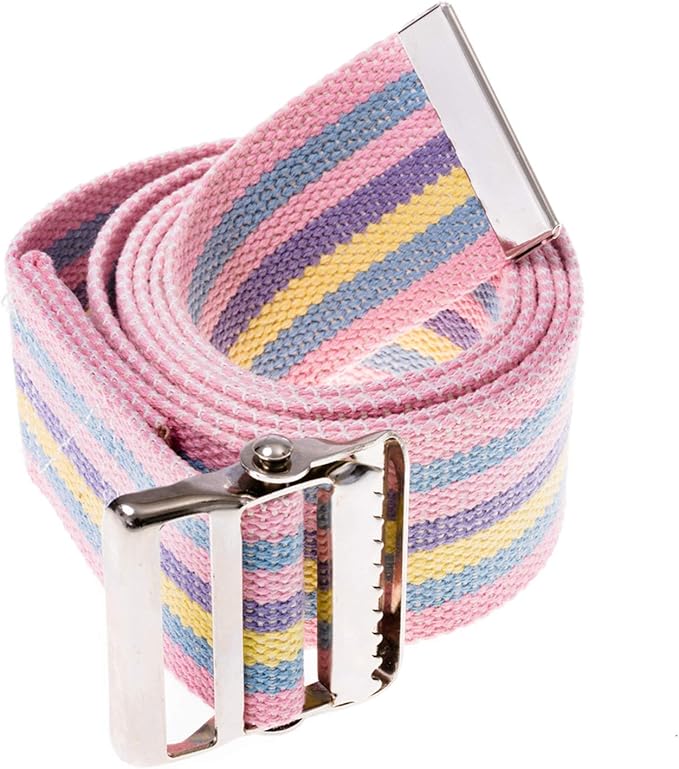COW&COW Transfer and Gait Belt with Metal Buckle - Transfer Walking and Standing Assist Aid for Caregiver Nurse Therapist 2 inches (Rainbow, 60 Inch(Pack of 1))