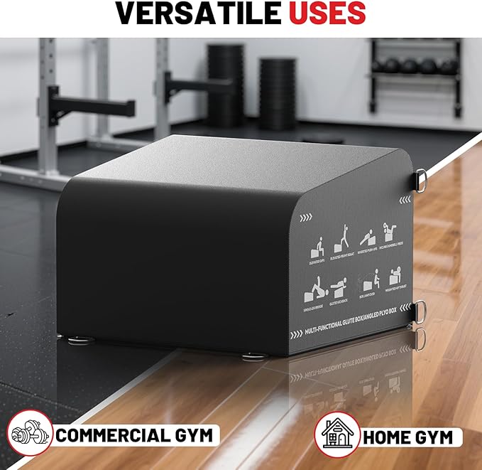 PAPABABE Hip Thrust Bench & Fitness Accessories Set, All-in-One Glute Box, Angled Hip Thrust Box with Anti-Slip Tread, Durable Jump Box at Home Gym, Core & Ab Workout Strength Training