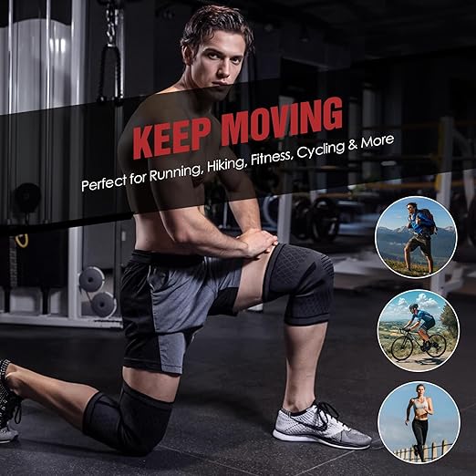Compression Knee Brace for Women & Men, 2-Pack Knee Sleeve for Running, Basketball & Hiking, Compression Sleeve for Gym, Sports & Workout – Knee Support for Daily Activities (XL: 22–25")