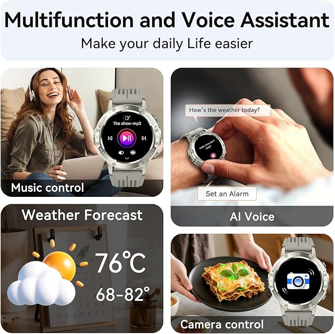 zhizhi Smart Watch for Men Fitness Tracker: Smart Watches for Android Phones iPhone Bluetooth Waterproof Make Answer Call Digital Mens Watches Heart Rate Monitor Running Smartwatch Samsung Compatible