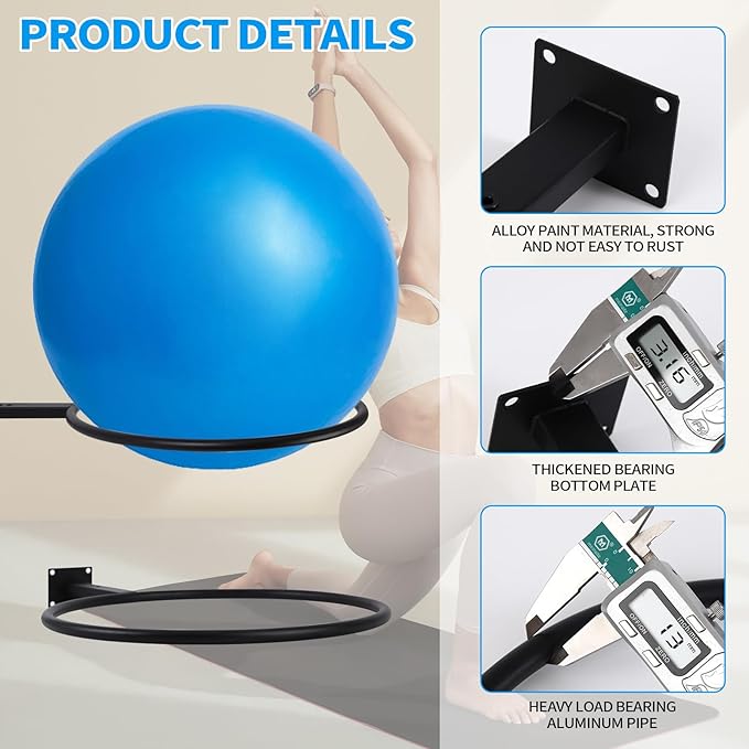Black Yoga Ball Holder, Exercise Ball Storage Ball Holder Wall Mount Stability Ball Holder for Home and Yoga Studios or Commercial Gyms,Acts as a Yoga Ball Holder. Set of 1