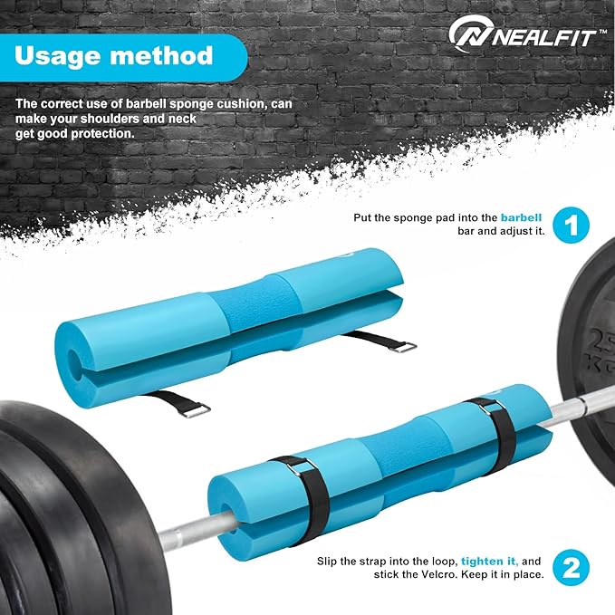 Barbell Pad Squat Pad for Squats—Squat Bar Pad—Great for Weightlifting,Lunges and Hip Thrusts—Foam Sponge Pad—Fit Standard and Olympic Bars Perfectly