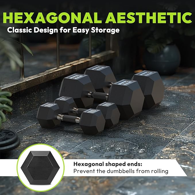 Hex Dumbbell Set, 2.5-65 lb Rubber Encased Exercise & Fitness Dumbbells, Weights Dumbbells Set of 2, Hand Weight for Strength Training