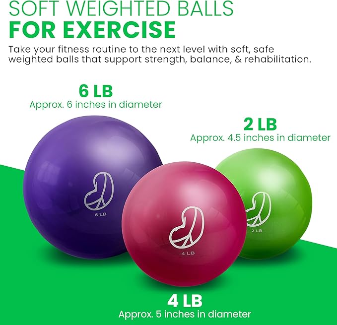 Bean Products Soft Weighted Balls for Exercise - Soft and Safe Workout Balls for Yoga, Rehab, Pilates and Fitness - Latex Free, Easy to Grip, Versatile Physical Therapy Exercise Ball
