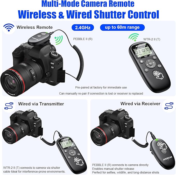 for Nikon Cameras Wireless Rechargeable Timer Shutter Release Remote Control with LCD & Upgraded Interval Timer for Z6 II, Z7 II, Z9, Z6 III, D850, D750, D780, D810, D500, D5600, D7500, P1000