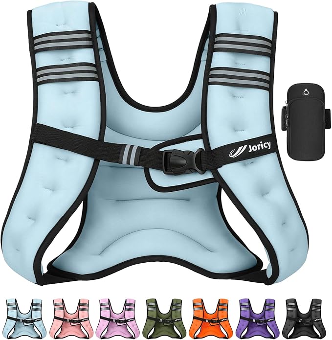 Weighted Vest Woman 5lb/8lb/10lb/12lb/15lb/20lb/25lb/30lb Weight Vest for Women Men, Rucking Vests with Reflective Stripe for Running Workout Walking Strength Training Weight Loss Fitness Weightlifting