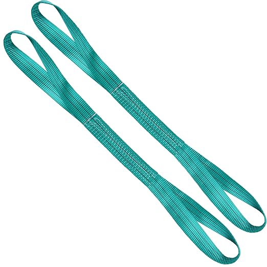 Lift Sling Straps,2" x 2' 2-Ply Heavy Duty Flat Eye Lift Slings,Polyester Lifting Sling Strap Tree Saver Recovery Strap Web Sling Rigging Moving Tow Hoist Gear Straps 6400lb 5100lb 12800lb 2 Pack
