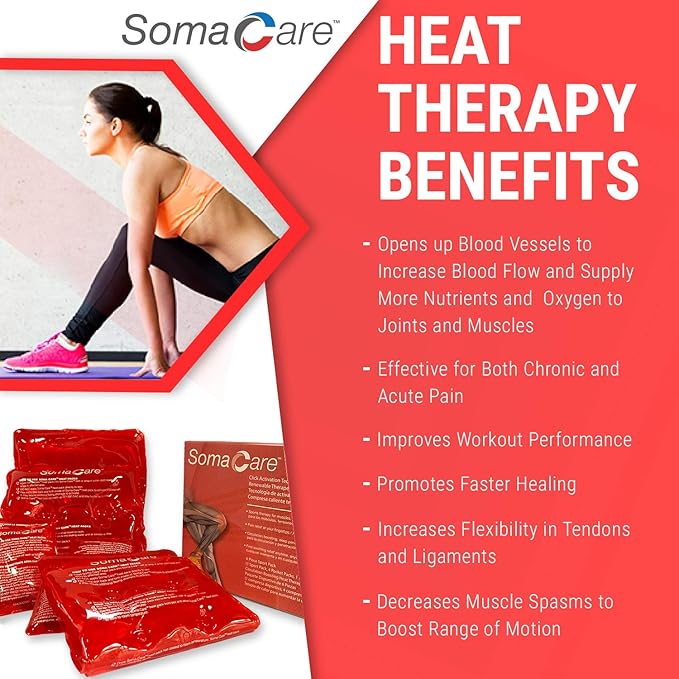 Sport & Back Hot Pack - Pain Relief, Reusable for Neck, Shoulders & Joint Pain, Ease to Use, Click to Activate, Advanced Hot Therapy - Muscle Recovery, for Knee, Cramps, Post & Pre Workout by SomaCare