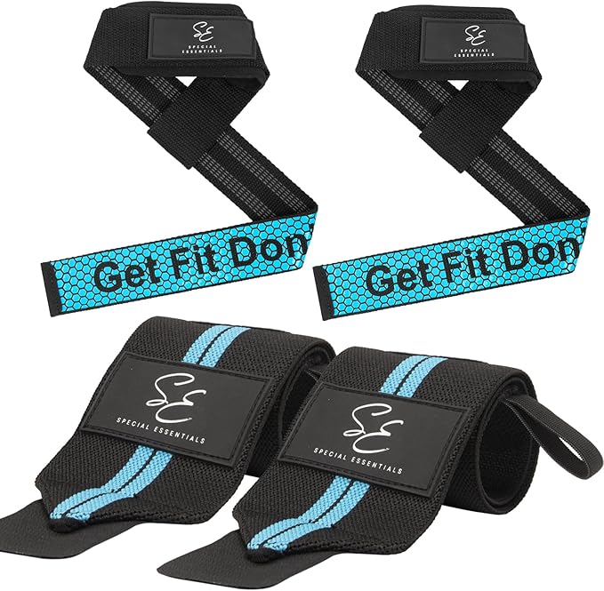 Special Essentials Wrist Straps for Weightlifting and Weightlifting Wrist Wraps for Men & Women (2 Pair Bundle) Premium Padded Neoprene - Gym Lifting Straps