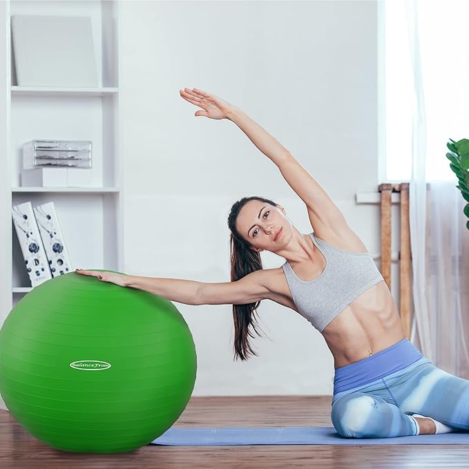 Fitvids Anti-Burst and Slip Resistant Exercise Yoga Fitness Birthing Ball with Quick Pump, 2,000-Pound Capacity, Multiple Colors and Sizes