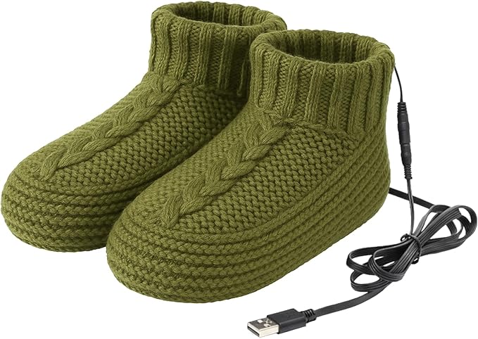 Thermal Heated Socks for Men Women USB Electric Heating Socks Winter Warm Cold Weather Socks for Foot Warmer Home Office House Christmas Sock Insulated Knitted Slipper Socks Heated Pad