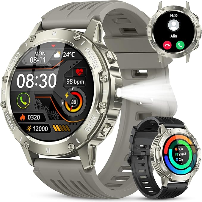 zhizhi Smart Watch for Men Fitness Tracker: Smart Watches for Android Phones iPhone Bluetooth Waterproof Make Answer Call Digital Mens Watches Heart Rate Monitor Running Smartwatch Samsung Compatible