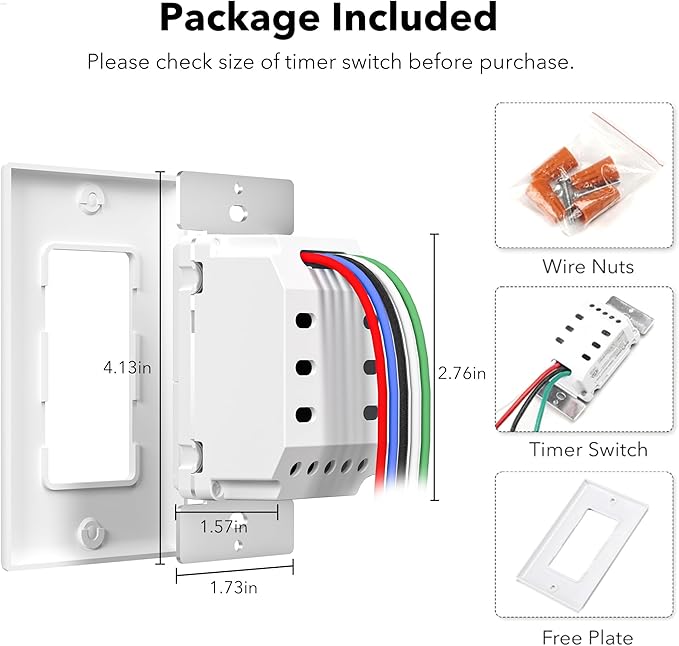 BN-LINK 7 Day Programmable in-Wall Timer Switch for Lights, Digital Light Switch Timer Indoor, Single Pole and 3 Way (Compatible with SPDT) Both Use, Neutral Wire Required, Blue Backlight, ETL Listed