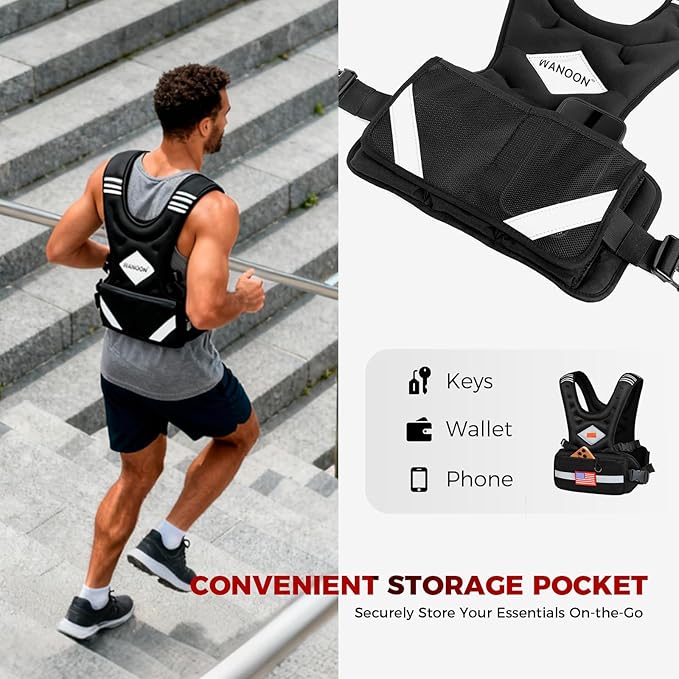 Weighted Vest Woman & Men, 6-10lb/8-20lb/8-30lb Adjustable weighted Vest With Pockets & Reflective Strips for Walking, Running, Hiking,Rucking, Workout, Strength Training