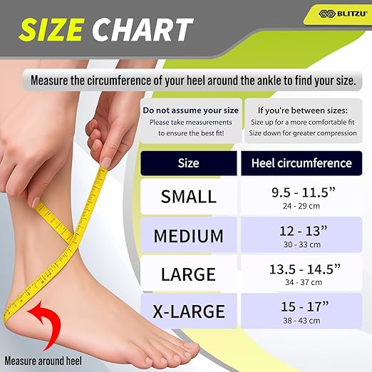 BLITZU Ankle Brace for Women, Men, Plantar Fasciitis Relief, Achilles Tendonitis Brace for Sprained Foot, Ankle Compression Sleeve with Strap Nude XL