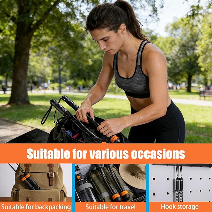 Adjustable Ropeless Battle Ropes for Home Gym, Portable and Quiet Training Rope for Men & Women, Variable Resistance System for Strength, Low Impact Cardio and HIIT Workouts (Black)