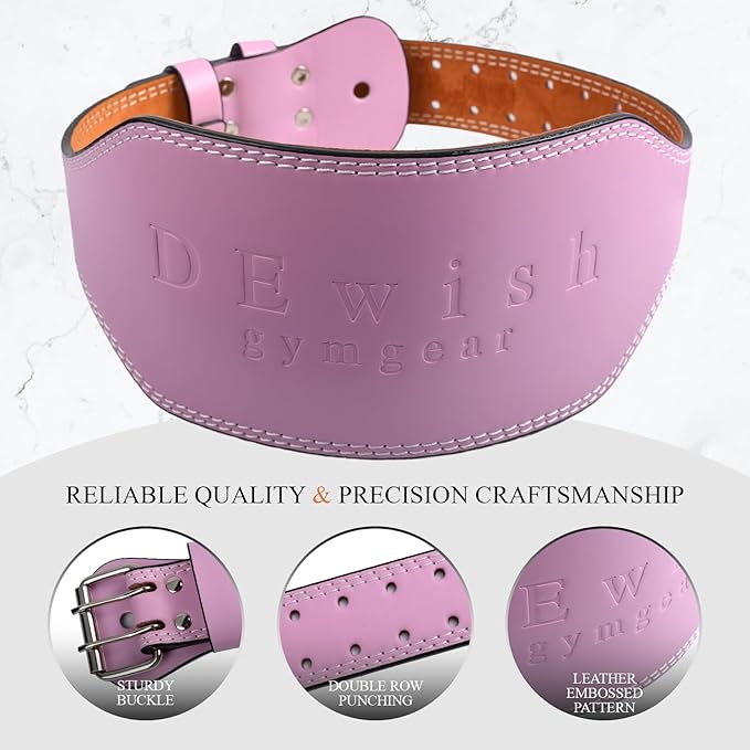 Leather Gym Fitness Belt, 4" & 6" Padded Lumbar Back Support, 10 Adjustable Holes for Weightlifting Powerlifting Bodybuilding Deadlift Squat Workout Strength Training