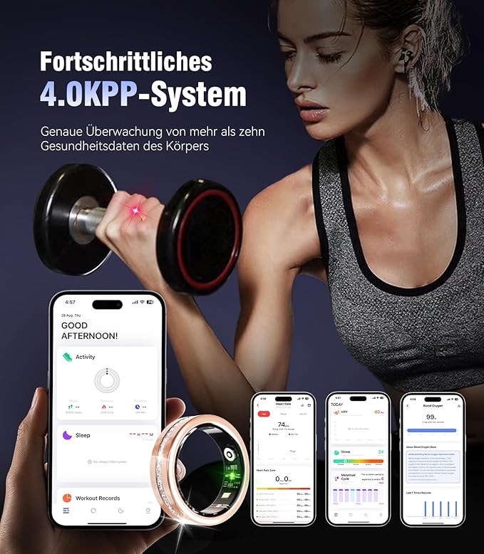 10 Gen Diamond Smart Ring and Wireless Charging Case【Industry Ranking No.1 – 0 Measurement Error】 2026 Smart Ring for Women & Men for Sleep Tracking Wearable Device,Fitness Ring【Gold 9#】