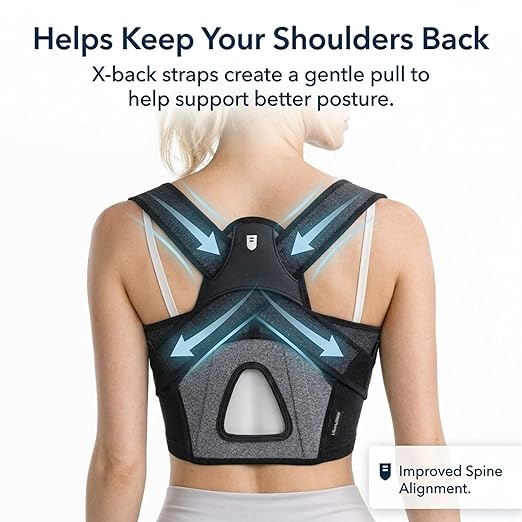 Posture Corrector for Women, Adjustable Upper-Back Brace for Shoulder & Upper-Back Pain Relief - Aesthetically Designed & Breathable Back Straightener, Helps Improve Rounded Shoulders, Slouching & Poor Posture, Discreet Under Clothes