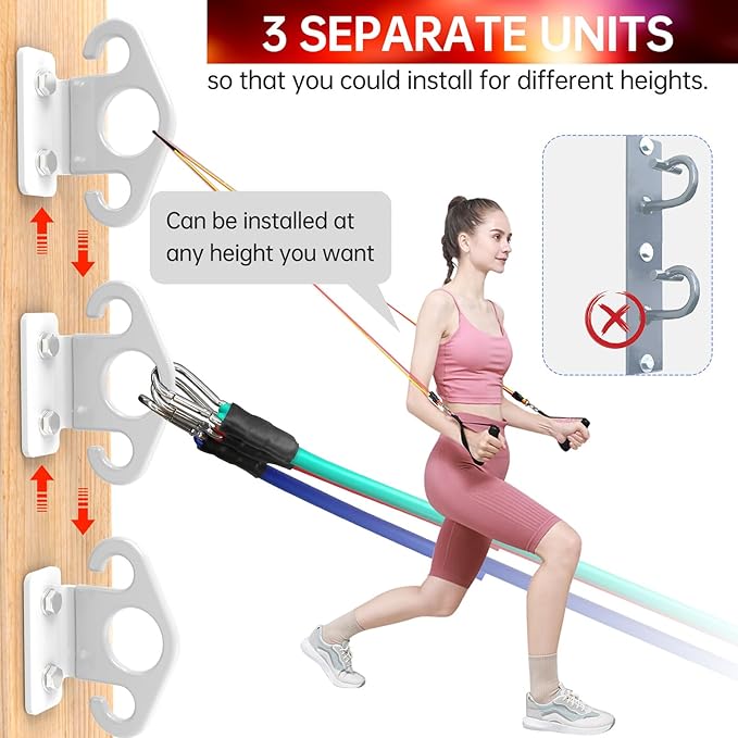 Resistance Band Wall Anchor Set，No Weld Wall Mount for Exercise Bands & Suspension Straps Resistance Band Wall Mount System Compact Strength Training Kit for Home Gym Workouts & Physical Therapy