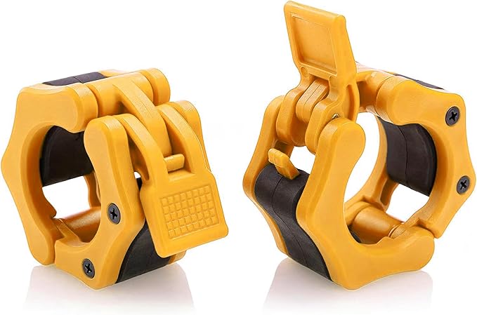 Olympic Barbell Clamps Collars Quick Release Pair Weight Clips for 2 inch Barbell ORANGE CITRUS