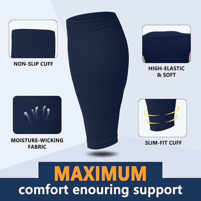 CTHH 3 Pairs Calf Compression Sleeves for Men & Women – Footless Compression Socks Leg Sleeve Support for Shin Splints
