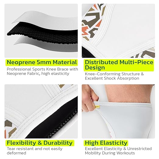 aoFIT Knee Brace for Women Men (1 Pair) 5mm Neoprene Knee Compression Sleeve Knee Support, Non-Slip Braces for Training & Fitness, Weightlifting, Marble Sage Large