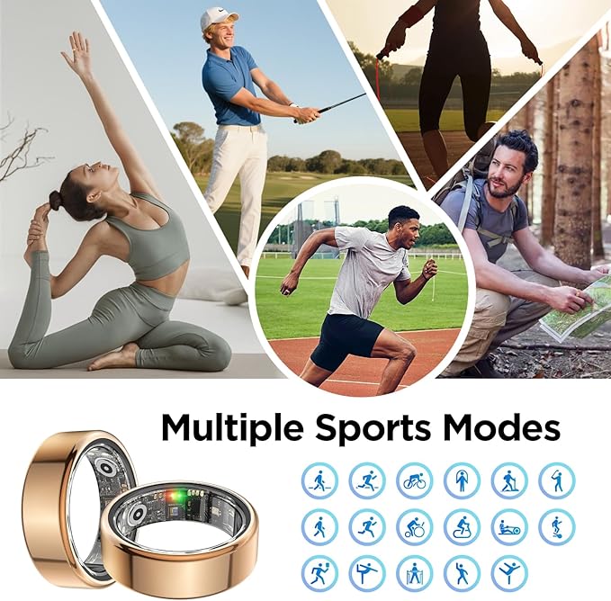 BENIO Gen 2 Smart Ring for Women & Men, Heart Rate,Fitness Tracker with Sleep，Step/Sleep/Blood Oxygen/Heart Rate Tracker, 5ATM Waterproof for iOS and Android,No Subscription