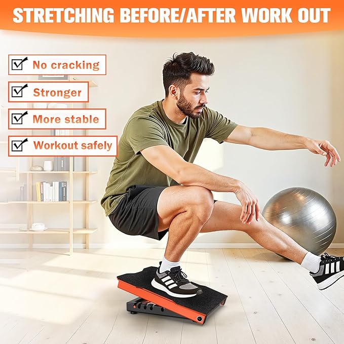 Steel Slant Board Calf Stretcher, 600 Lbs Weight Capacity 5-Level Adjustable Incline Board Squat Wedge Achilles Ankle Stretcher Non-Slip Surface for Squat, Fitness, Physical Therapy