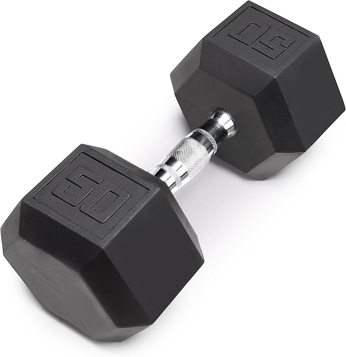 Marcy Classic Rubber Hex Dumbbell with Knurled Grip for Strength Training and Bodybuilding, 5lb - 50lb Single Dumbbell for Exercise & Fitness, Sold Individually
