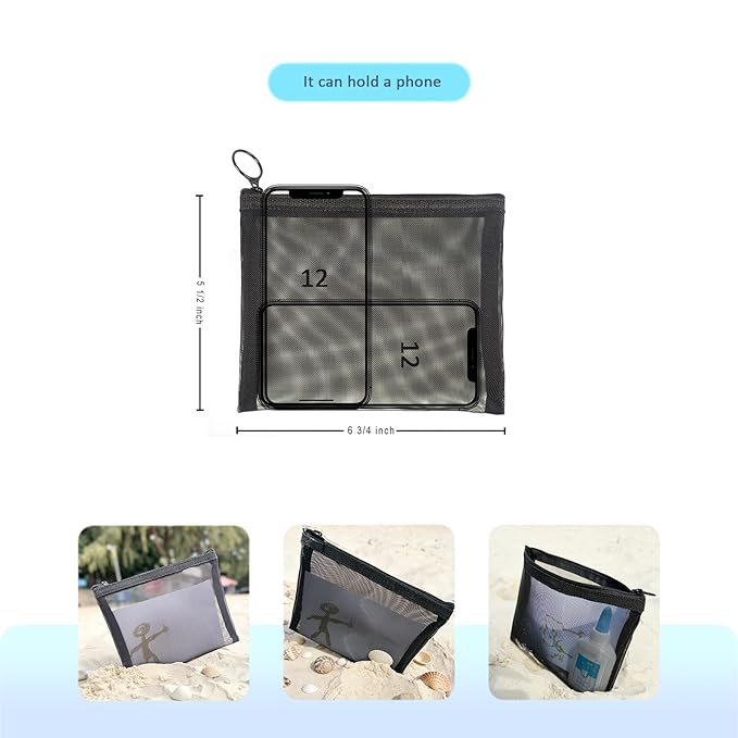 patu Zipper Mesh Bags, Size M / A6, 5 Pieces, Beauty Makeup Cosmetic Accessories Organizer, Travel Toiletry Kit Set Storage Pouch, Assorted Colors