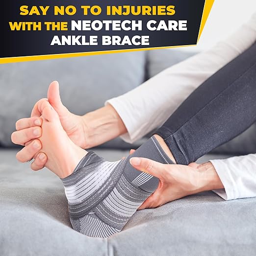 NeoTech Care Adjustable Ankle Support Brace (Gray, Size M, 1 Pair)