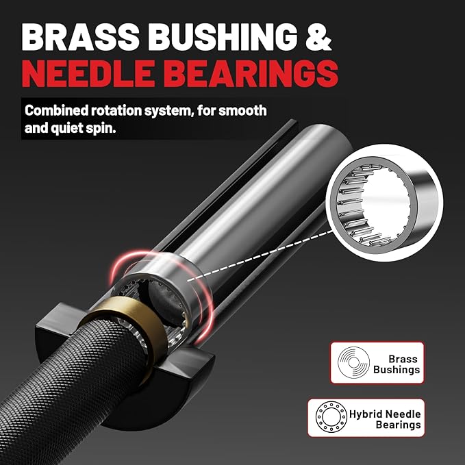 PAPABABE Olympic Barbell, 4ft/5ft/6ft/6.5ft Straight Barbell for Strength Training and Technique Adjusting, 2 inch Womens Olympic Bar with Moderate Knurling For Bench Press, Squats Curls Deadlifts Weightlifting