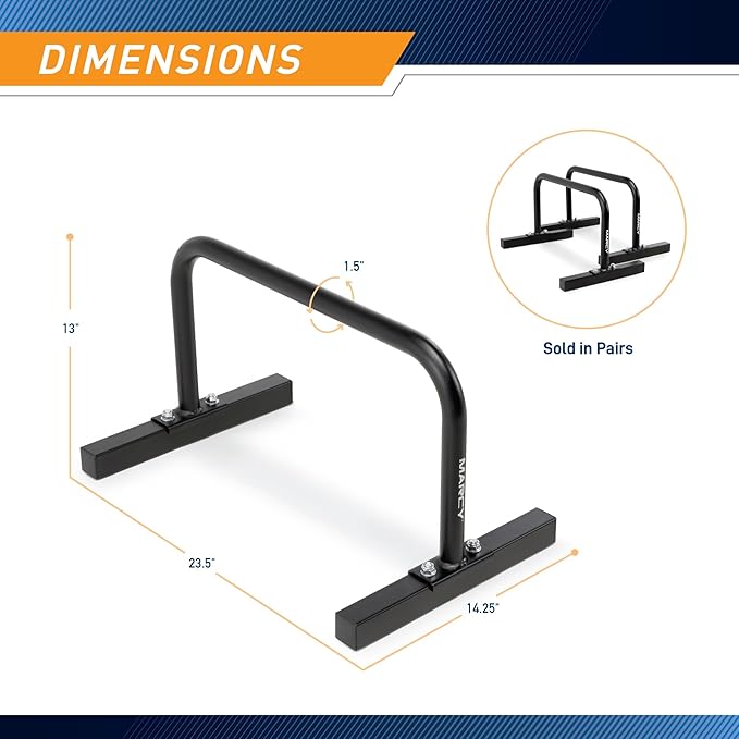 Marcy Parallette Bar ACC‑0333‑PARA – Powder‑Coated Steel Calisthenics Bars, Non‑Slip Pads, Home Workout Strength & Balance Trainer