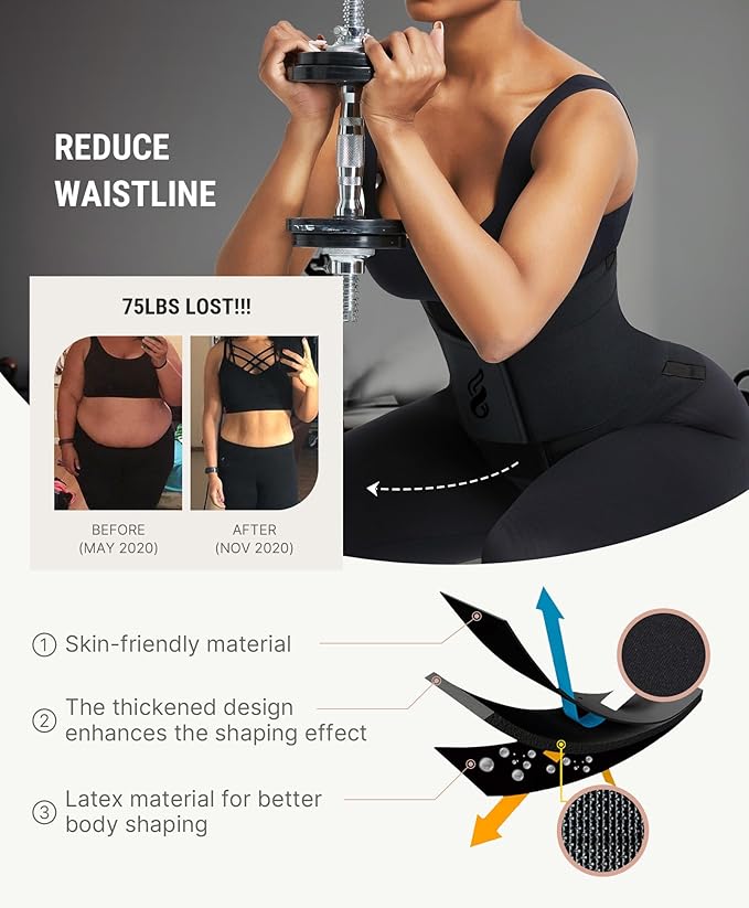 FeelinGirl Waist Trainer Belt Waist Cincher Trimmer Ab Belt Tummy Control Body Shaper with Triple Wrap Women and Men