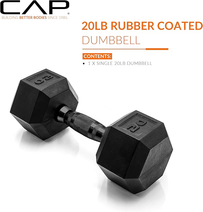 CAP Barbell Coated Hex Dumbbell Weight - Single | 10-120 lbs | Multiple Options