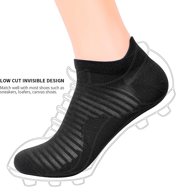Compression Running Ankle Socks (6 Pairs) for Men & Women, Running Socks With Arch Support