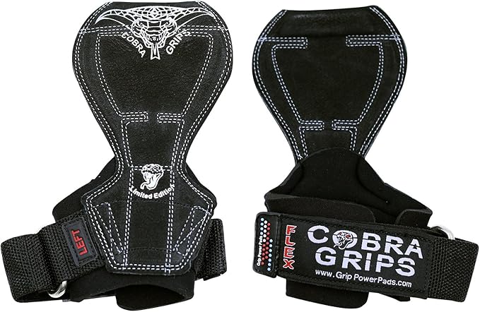 Cobra Grips Flex Model Weight Lifting Gloves Heavy Duty Straps Alternative Power Lifting Hooks for Deadlifts with Padded Wrist Wrap Support Bodybuilding