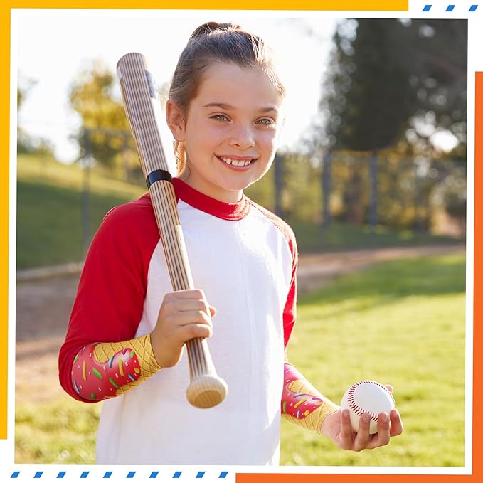 Shyyween 6 Pair Ice Cream Drip Baseball Arm Sleeve Youth Cross Sun Protection Compression Arm Sleeve American Flag Sport Gift