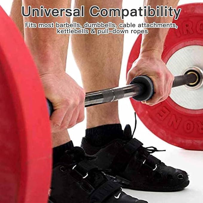 Thick Dumbbell & Barbell Grips for Weightlifting - High-Density Silicone Rubber, Non-Slip Gym Grips for Muscle Growth, Hand Stress Relief, Arm Blaster Adapter Black (1 Pair)