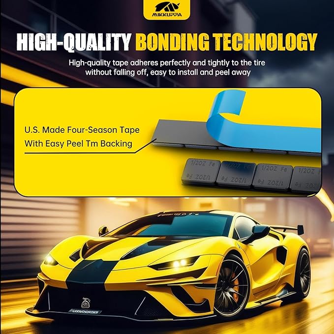 MIKKUPPA Black Wheel Weights - 1/2oz, 0.5oz (126pcs, 63oz/Box) Low Profile, Easy to Peel, Adhesive Stick on Tire Weights for Cars, Trucks, SUVs, Motorcycles, RC Cars, OEM Quality