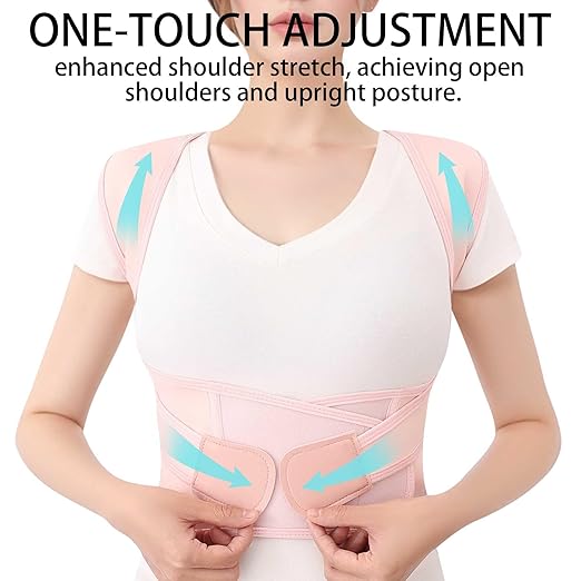 Posture Corrector for Women and Men Plus Size Full Back Support Brace Straightener Scoliosis Spine Upper Back Pain Relief Adjustable Shoulder Instant Posture Corrector with Hunchback (Pink, Medium)