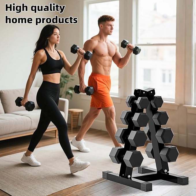 4-Tier Dumbbell Rack Stand, A-Frame Metal Weight Rack with Handle – Space-Saving Strength Training Dumbbell Storage for Home Gym