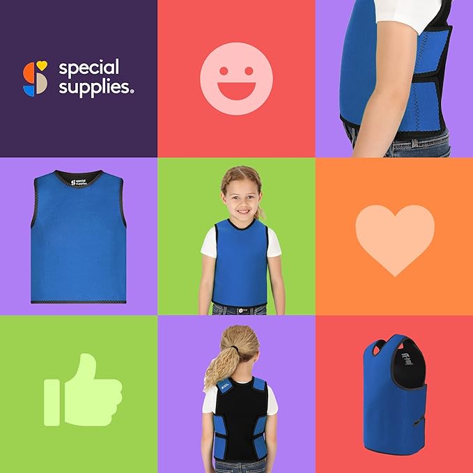Special Supplies Sensory Compression Vest Deep Pressure Comfort (Blue, X-Small)