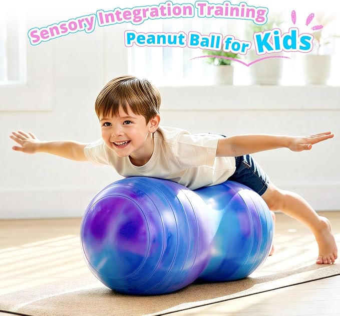 18’’/20’’ Peanut Ball for Kids & Adults, Anti-Burst Exercise Ball for Autism Sensory Training, Pregnancy & Physical Therapy, Yoga Balance Ball Chair for Fitness.