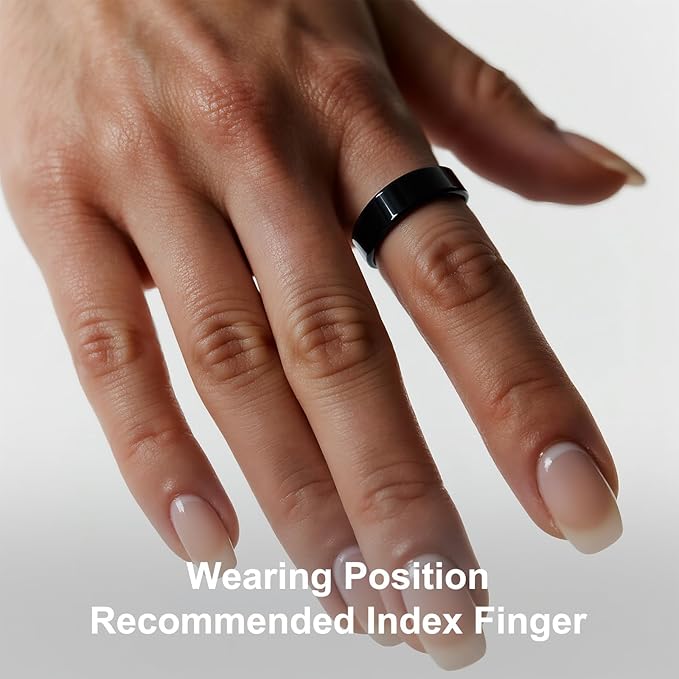 Titanium Smart Ring, Sleep & Activity Tracking Ring with Heart Rate, HRV, Stress Insights, 7-Day Battery Life, No Subscription, IP68 Waterproof, iOS & Android Compatible (Black, 10)