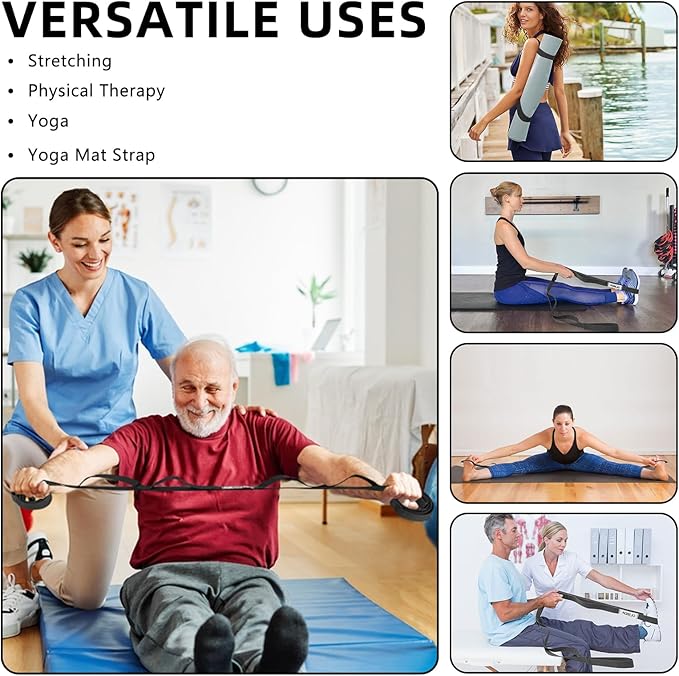 AGREJO Stretching Strap Yoga Strap Physical Therapy for Home Workout, 10 Loops Non-Elastic Stretch Band for Pilates, Flexibility, Exercise and Gymnastics