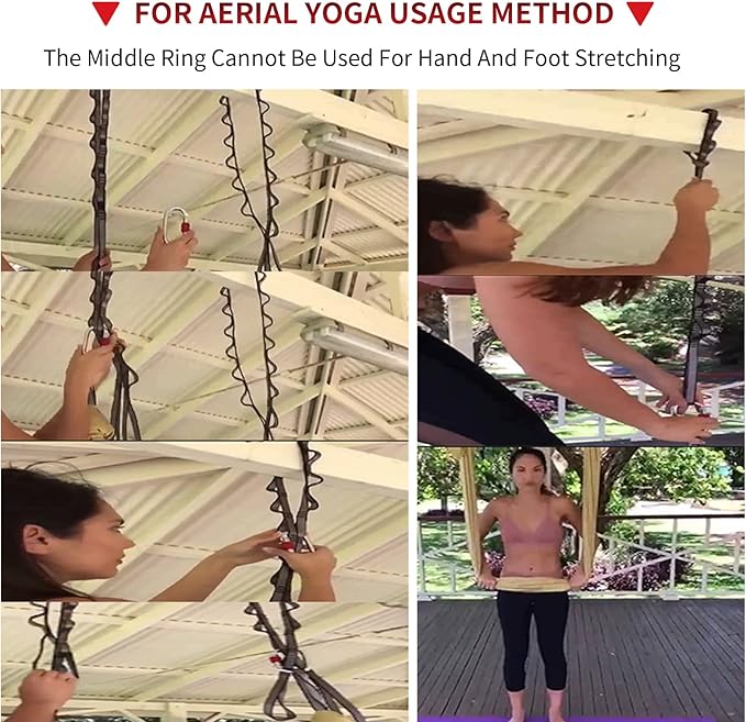 Aerial Yoga Hammock Daisy Chains Strap, Strong 22kN Adjustable with 10 Loops, No Stretch, Climbing Strap Nylon Chain Sling FOR Aerial Yoga,Swing, Hammock, Suspension, Exercise